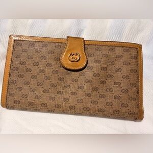 Gucci Tan and Brown Monogram Clutch